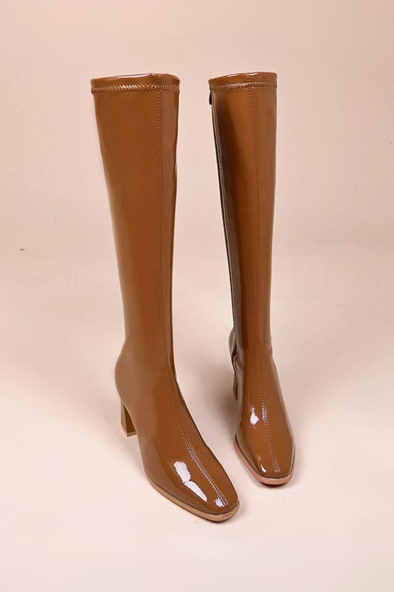 Solid Color Latex Knee Boots