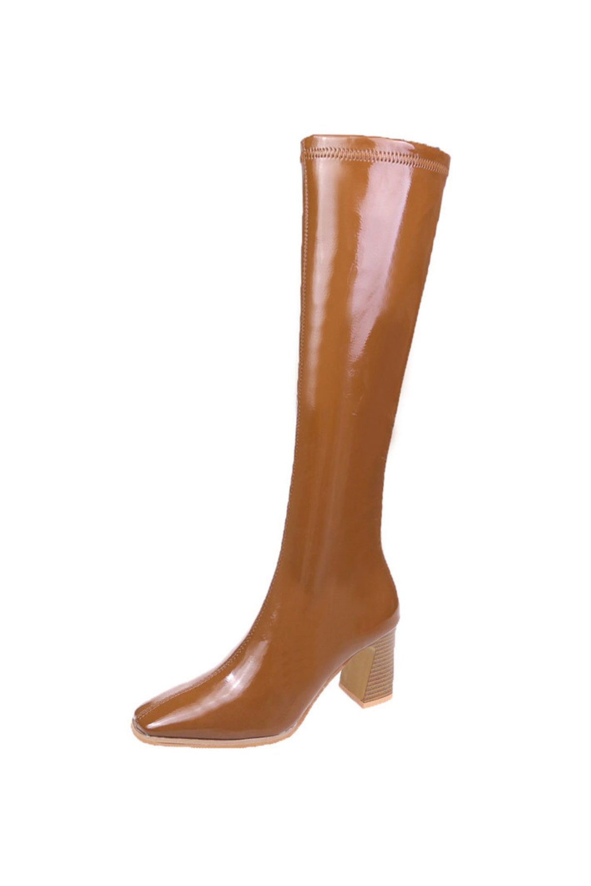 Solid Color Latex Knee Boots