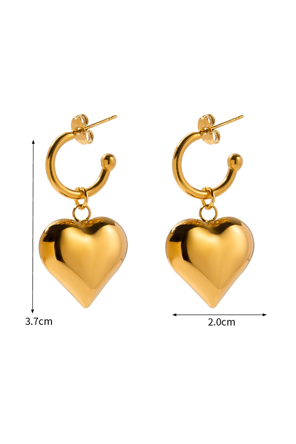 Peach Heart Drop Earrings