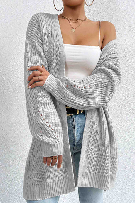 Solid Open Front Mid-Length Cardigan