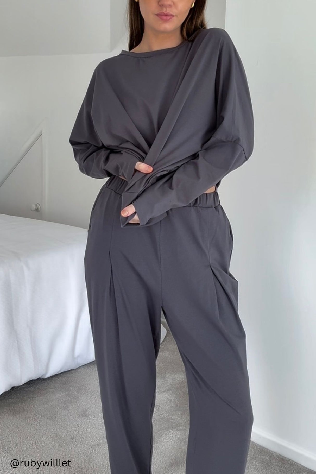 Arolora High Low Hem Sweatshirt Set