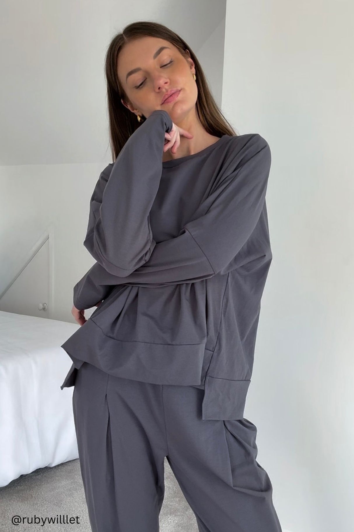 Arolora High Low Hem Sweatshirt Set