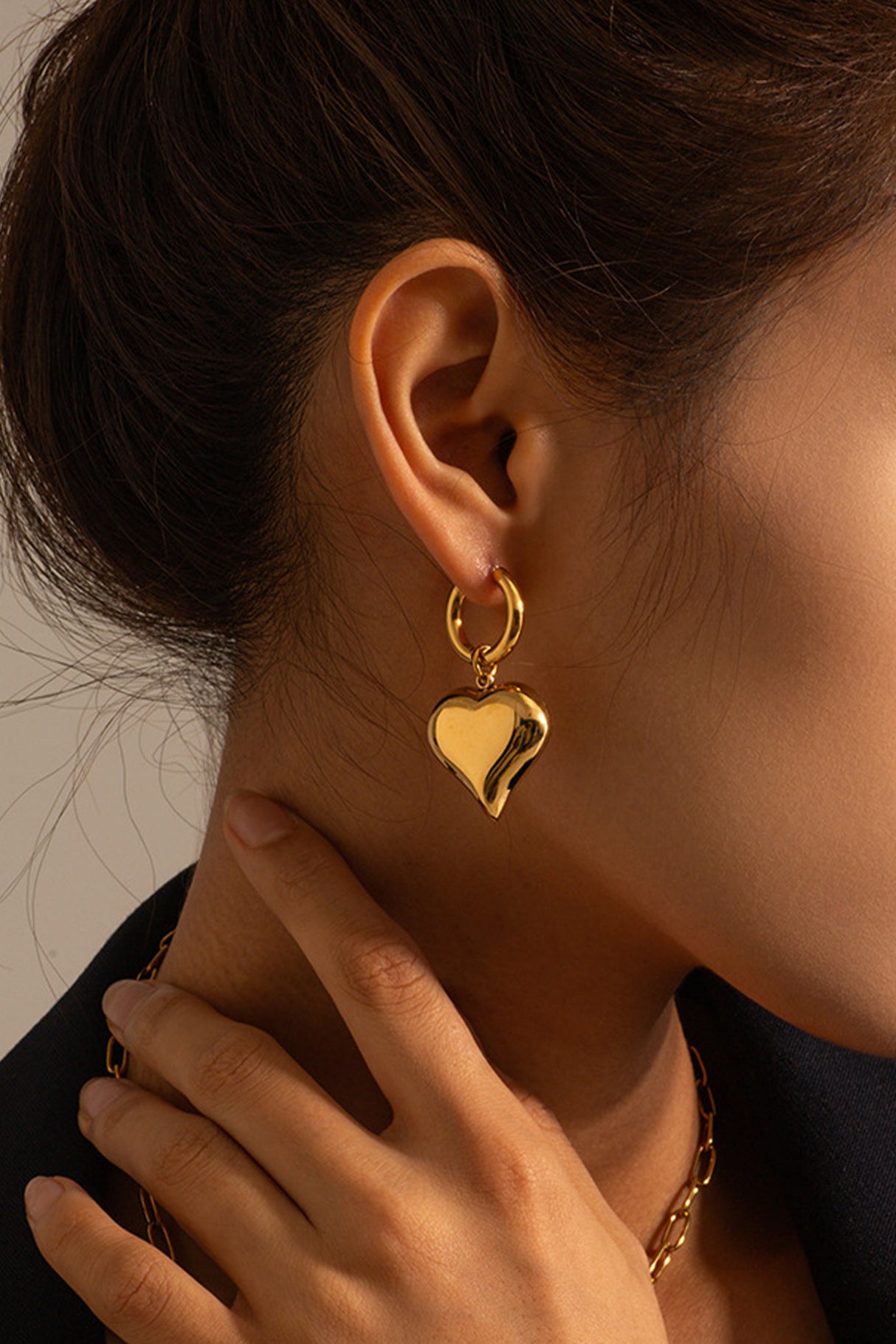 Peach Heart Drop Earrings