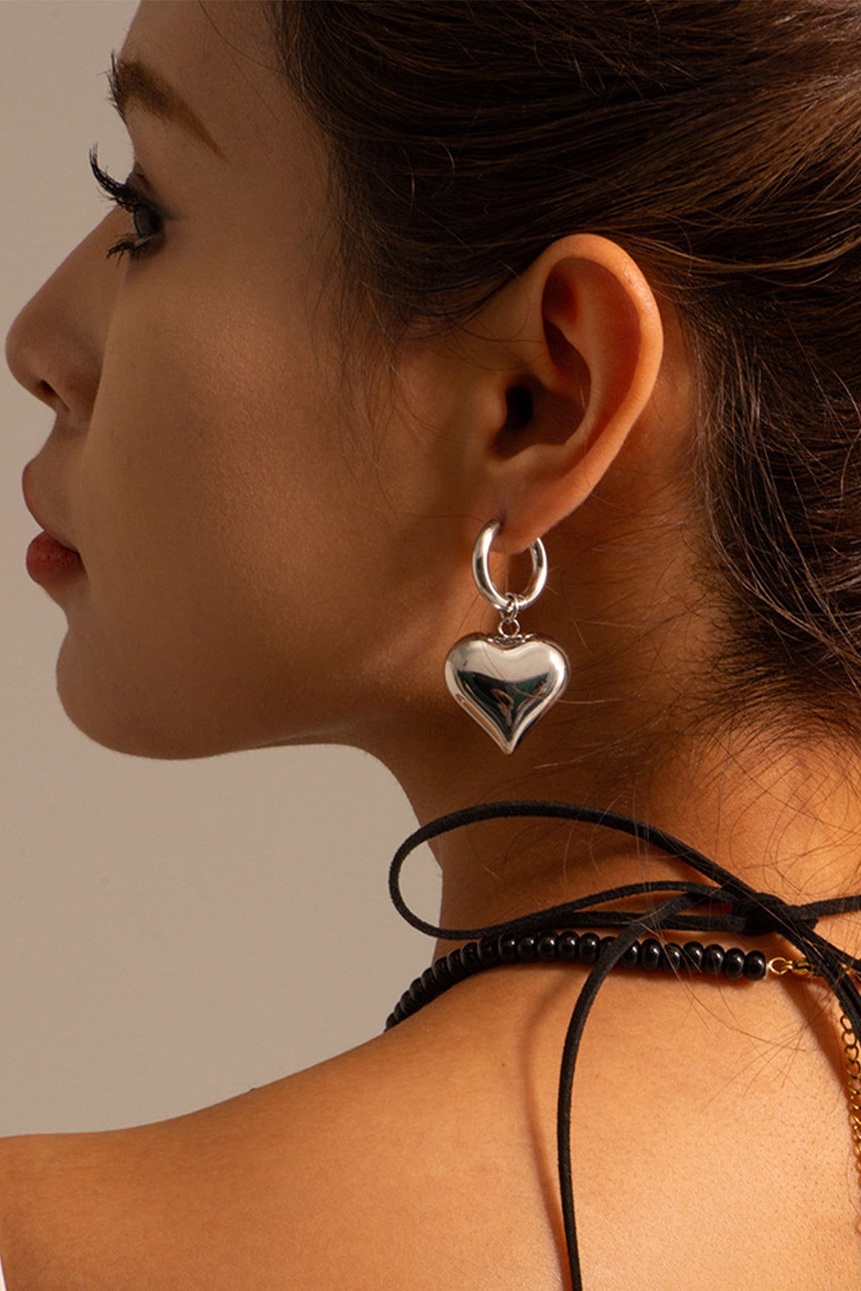 Peach Heart Drop Earrings