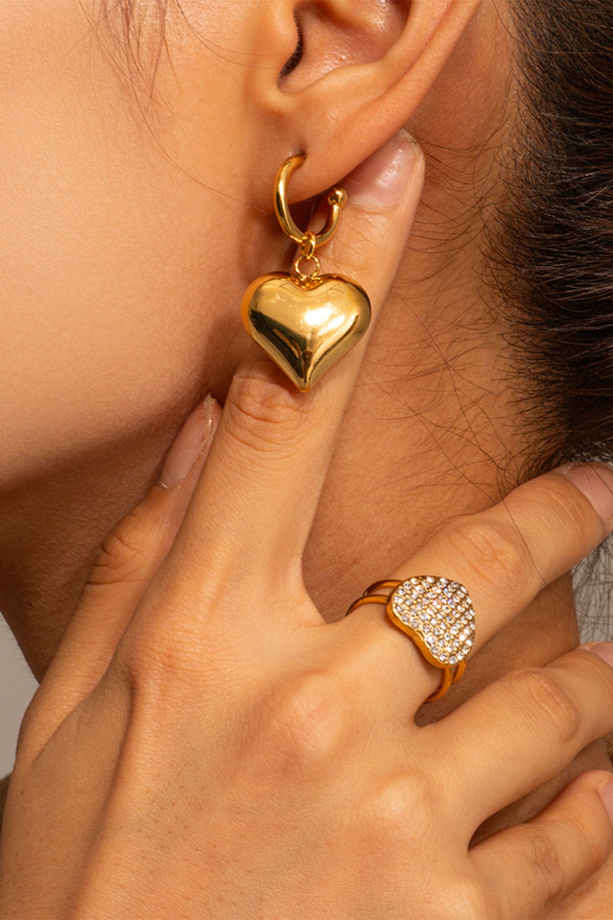 Peach Heart Drop Earrings