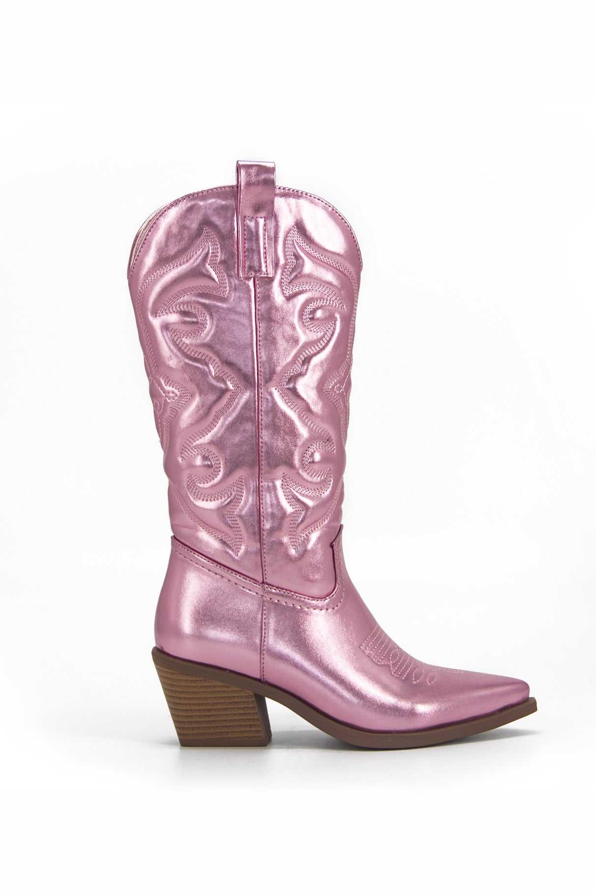 Metallic Square Toe Knee High Cowboy Boots