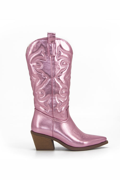 Metallic Square Toe Knee High Cowboy Boots