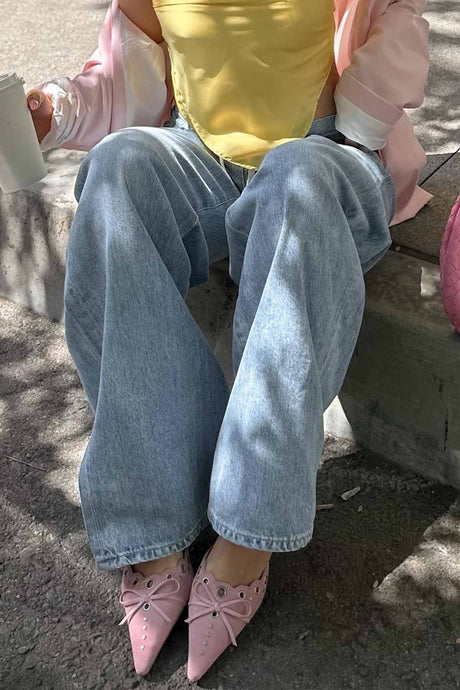 Suede Point Toe Bow Hollow Mule Pumps