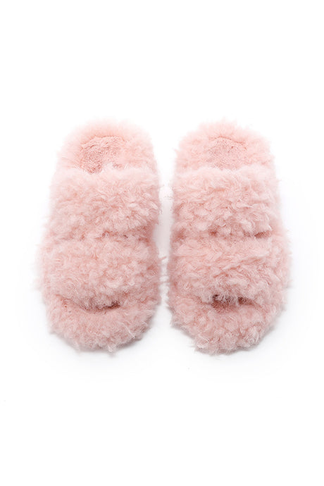 Solid Color Open Toe Home Fuzzy Slippers