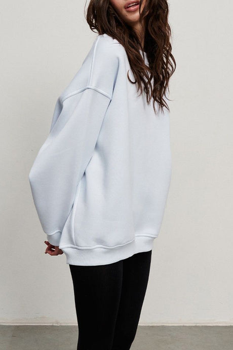 Solid Crew Neck Oversize Sweatshirt
