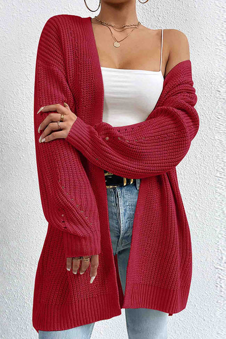 Solid Open Front Mid-Length Cardigan