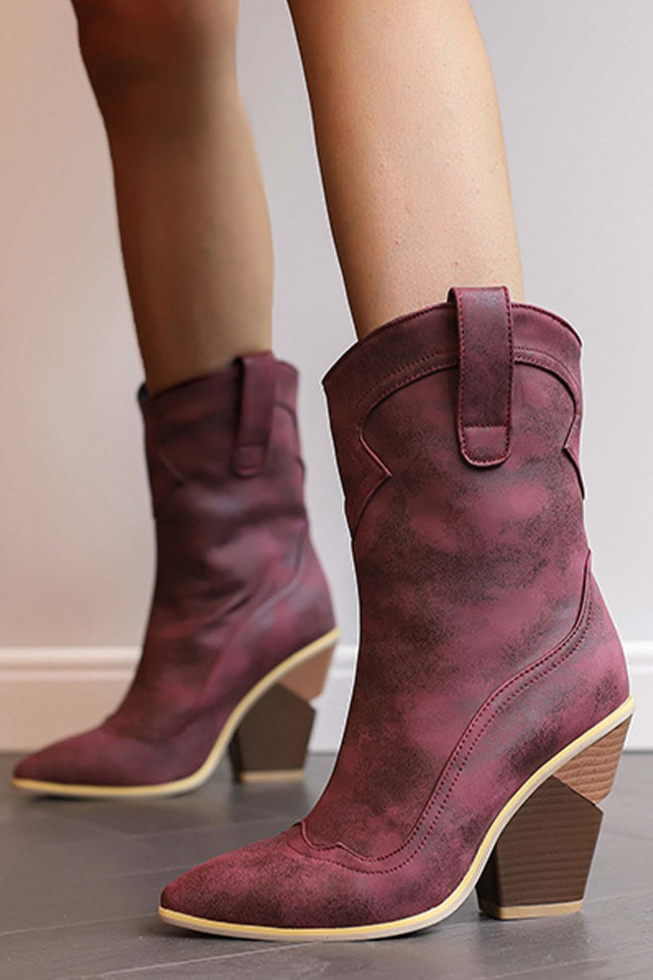 Pointed Toe Western Mid-Calf Boots