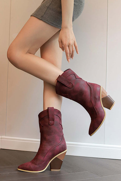 Pointed Toe Western Mid-Calf Boots