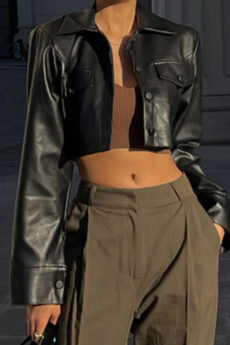 Black Cropped Leather Jacket