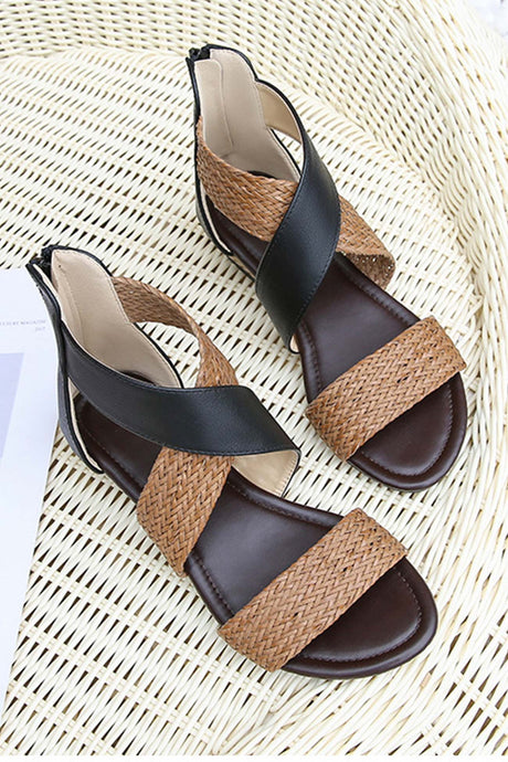 Bohemia Weave Cross Slides Vintage Sandals