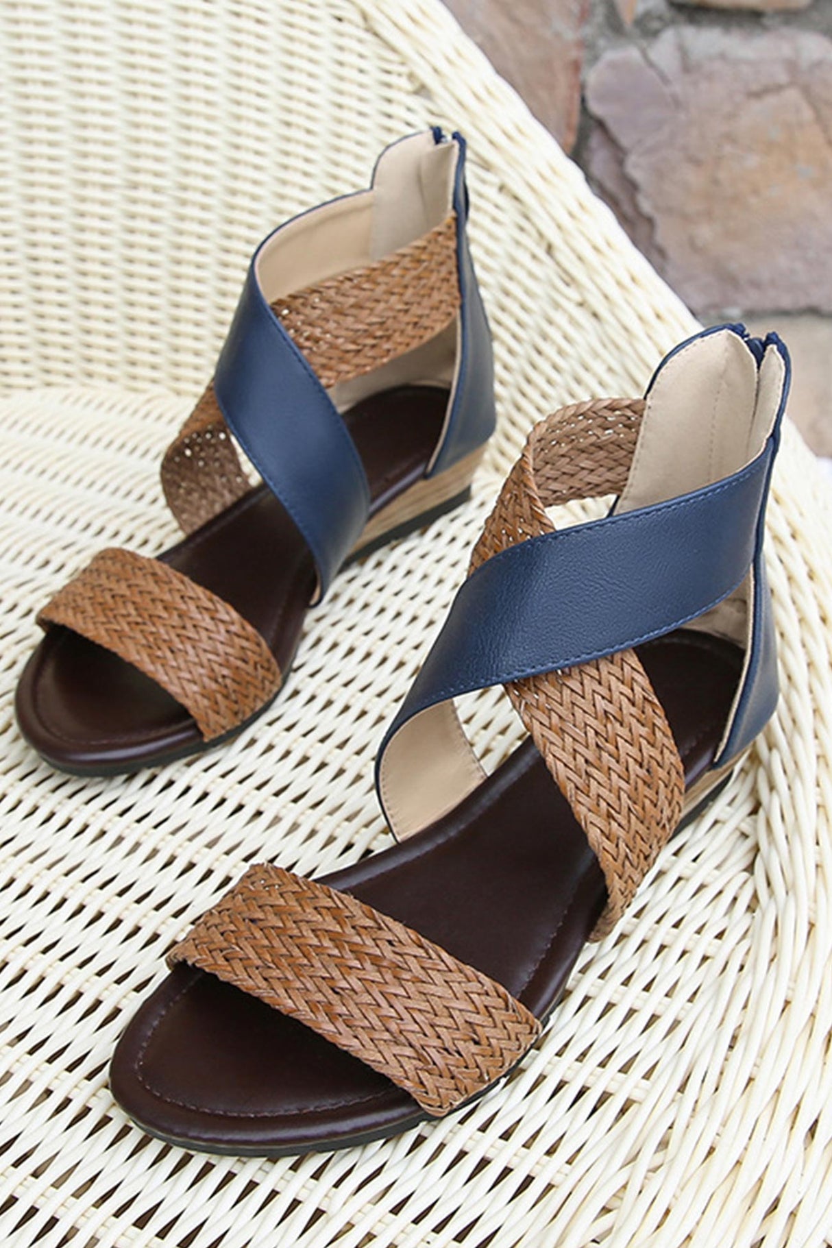 Bohemia Weave Cross Slides Vintage Sandals