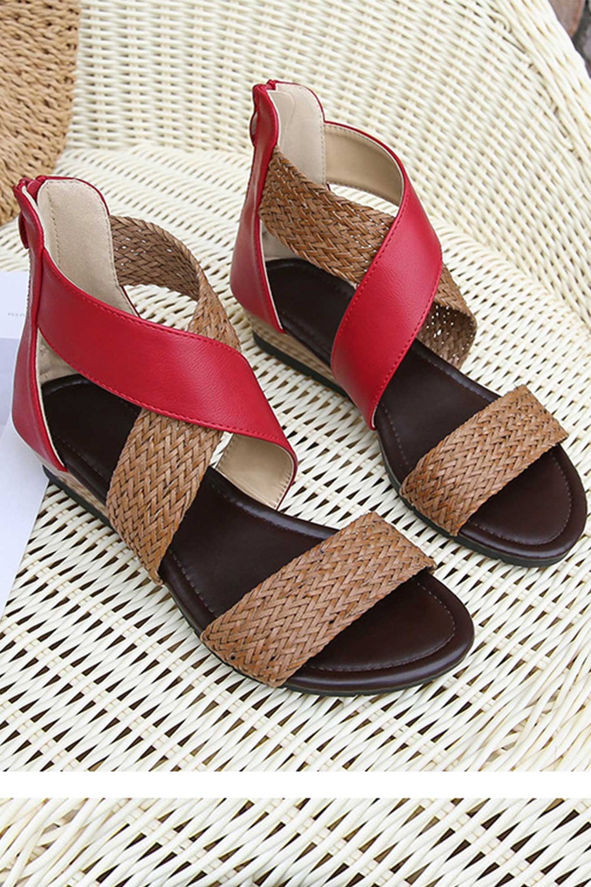 Bohemia Weave Cross Slides Vintage Sandals