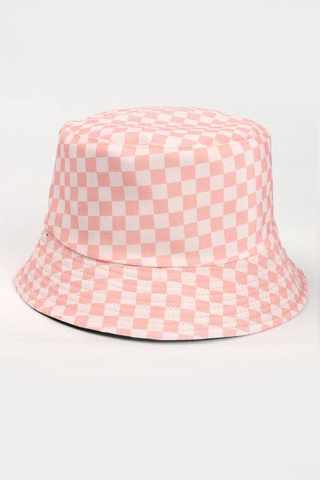 Checkered Print Reversible Bucket Hat
