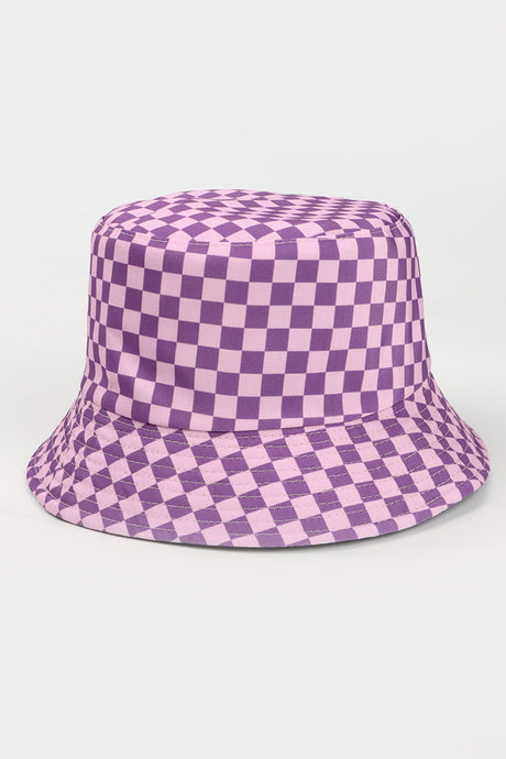 Checkered Print Reversible Bucket Hat