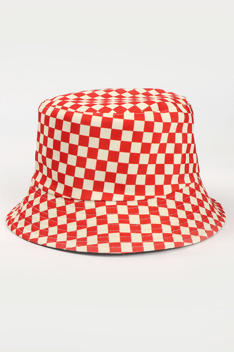 Checkered Print Reversible Bucket Hat