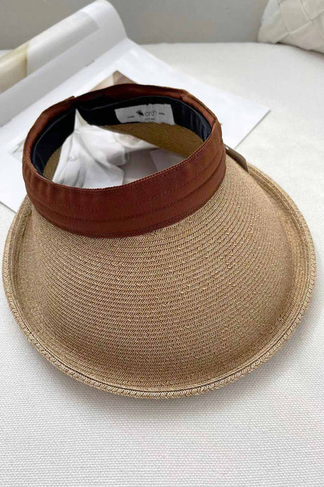 Crimping Plain Color Straw Visor