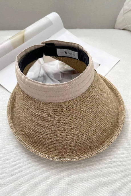Crimping Plain Color Straw Visor