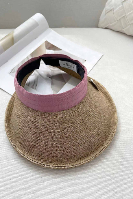Crimping Plain Color Straw Visor