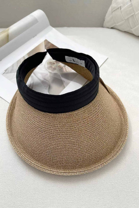 Crimping Plain Color Straw Visor