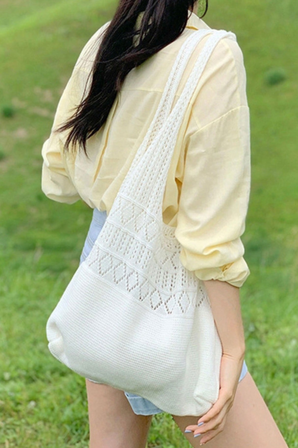 Hollow-out Crochet Knitted Tote Bag