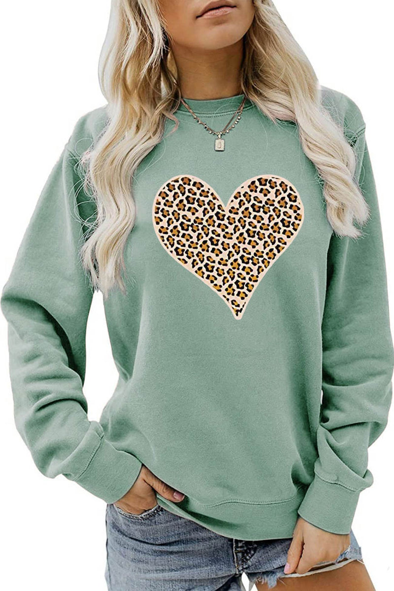 Big Heart {Leopard} Cozy Crew Neck Sweater – Blonde Ambition