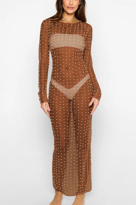 Mesh Full Pearl Cover-up Dress