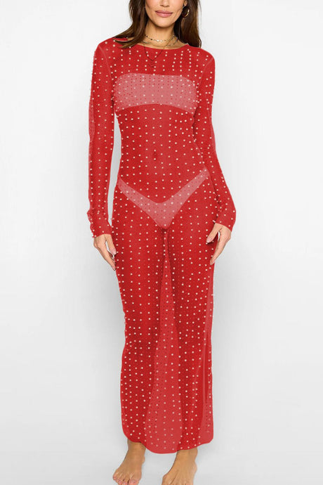 Mesh Full Pearl Cover-up Dress