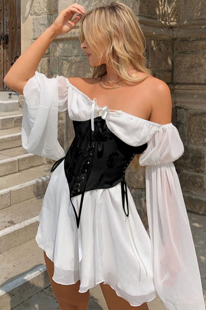 bridal pantsuit set with lace-up corset top