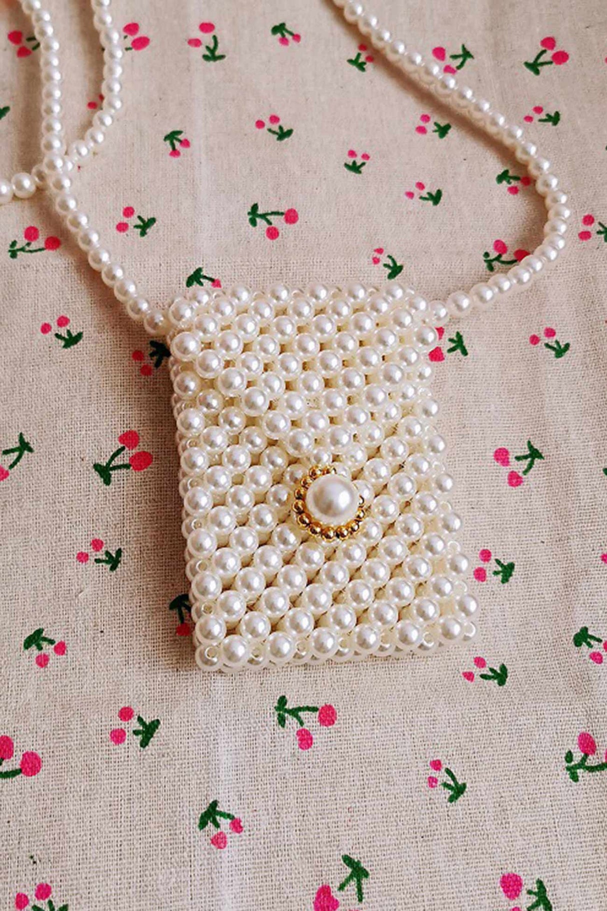 Pearl Beaded Phone Crossbody Bag
