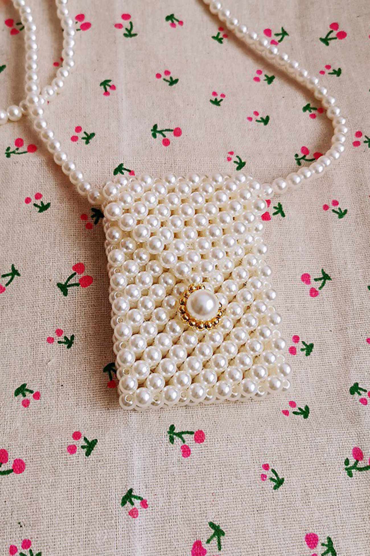 Pearl Beaded Phone Crossbody Bag