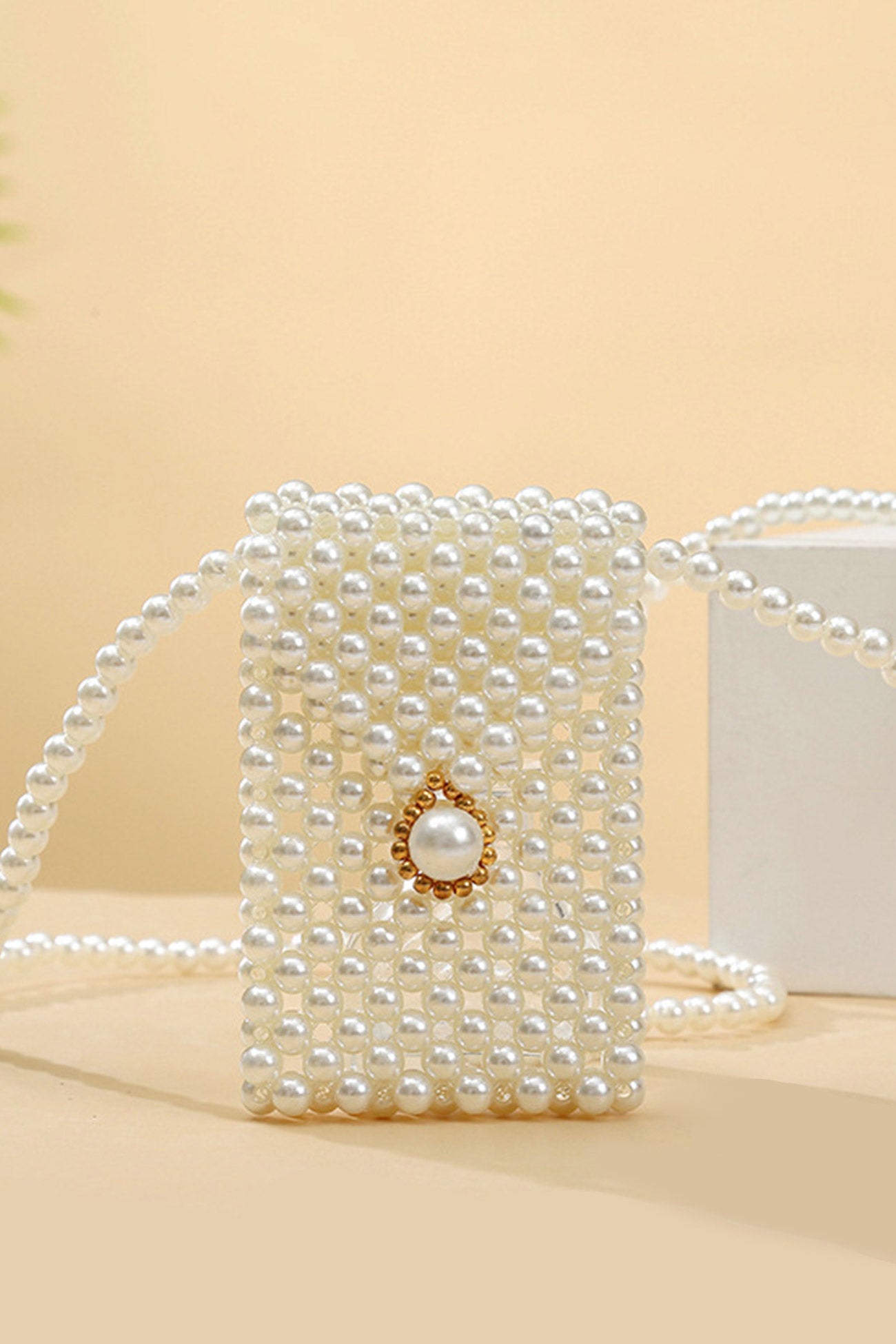 Pearl Beaded Phone Crossbody Bag