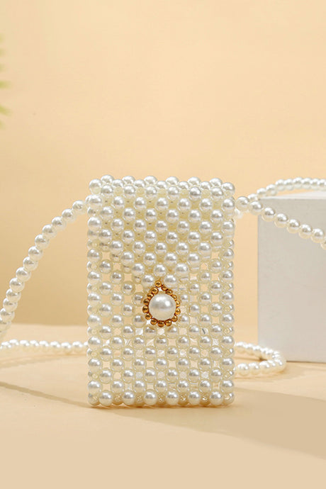 Pearl Beaded Phone Crossbody Bag
