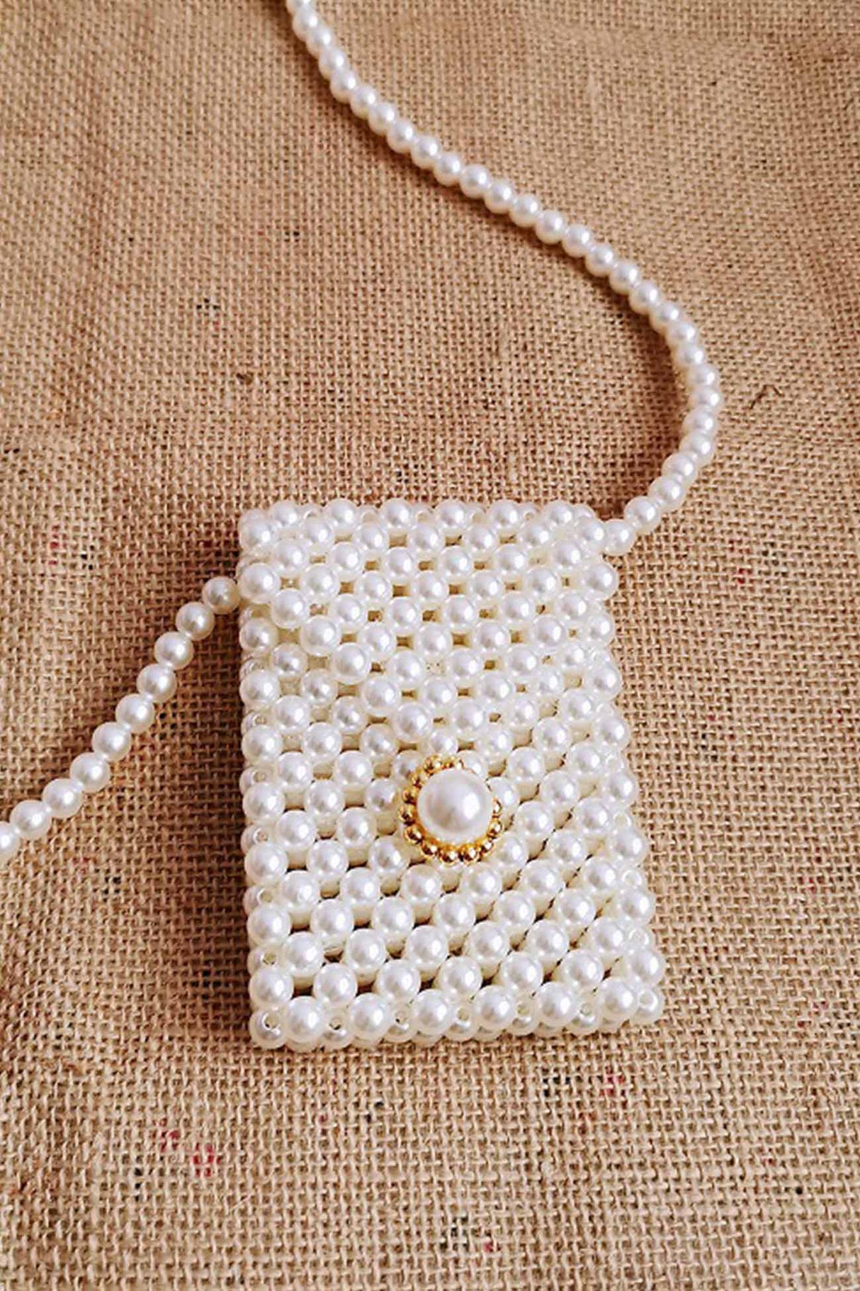 Pearl Beaded Phone Crossbody Bag