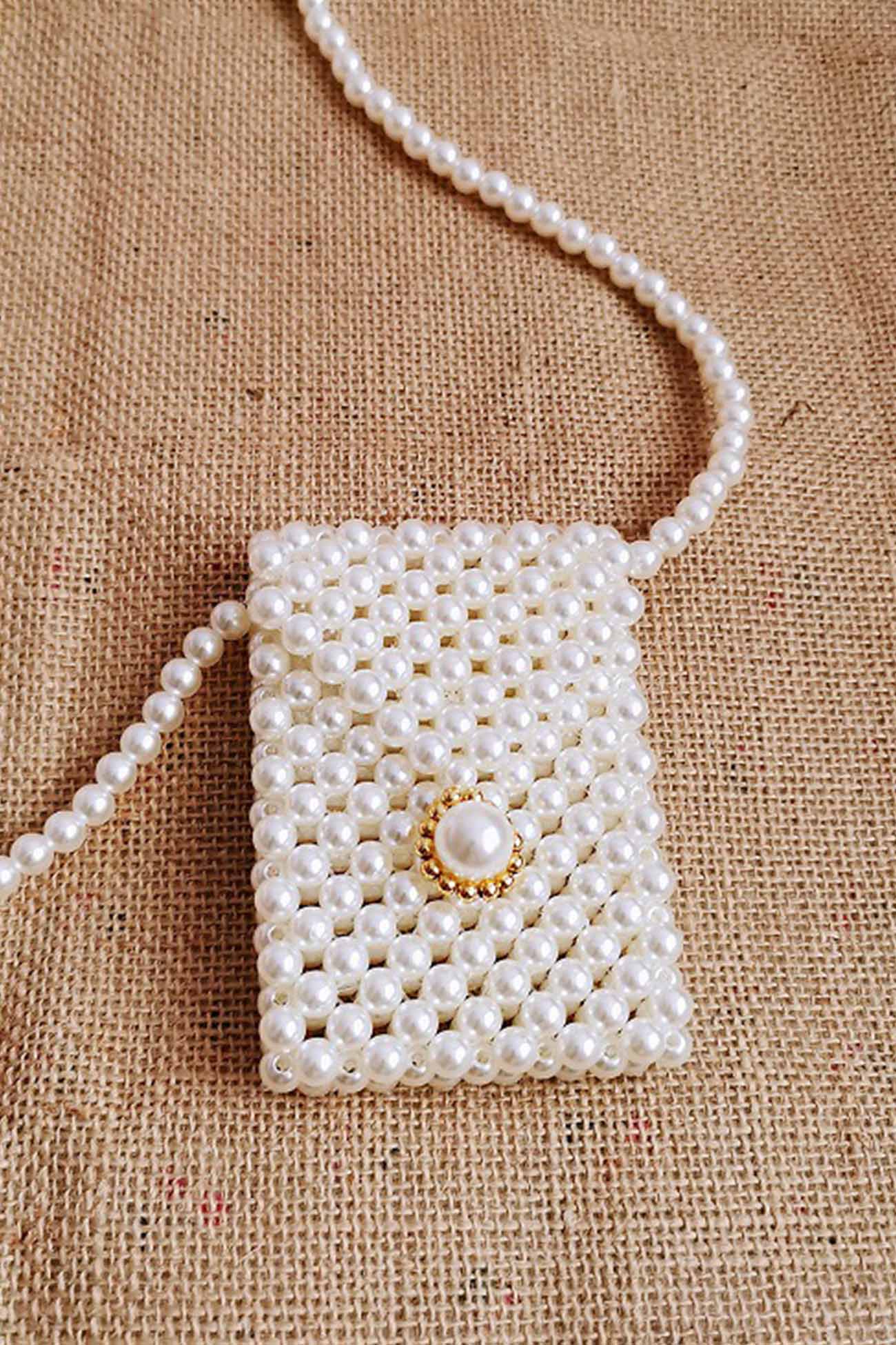 Pearl Beaded Phone Crossbody Bag
