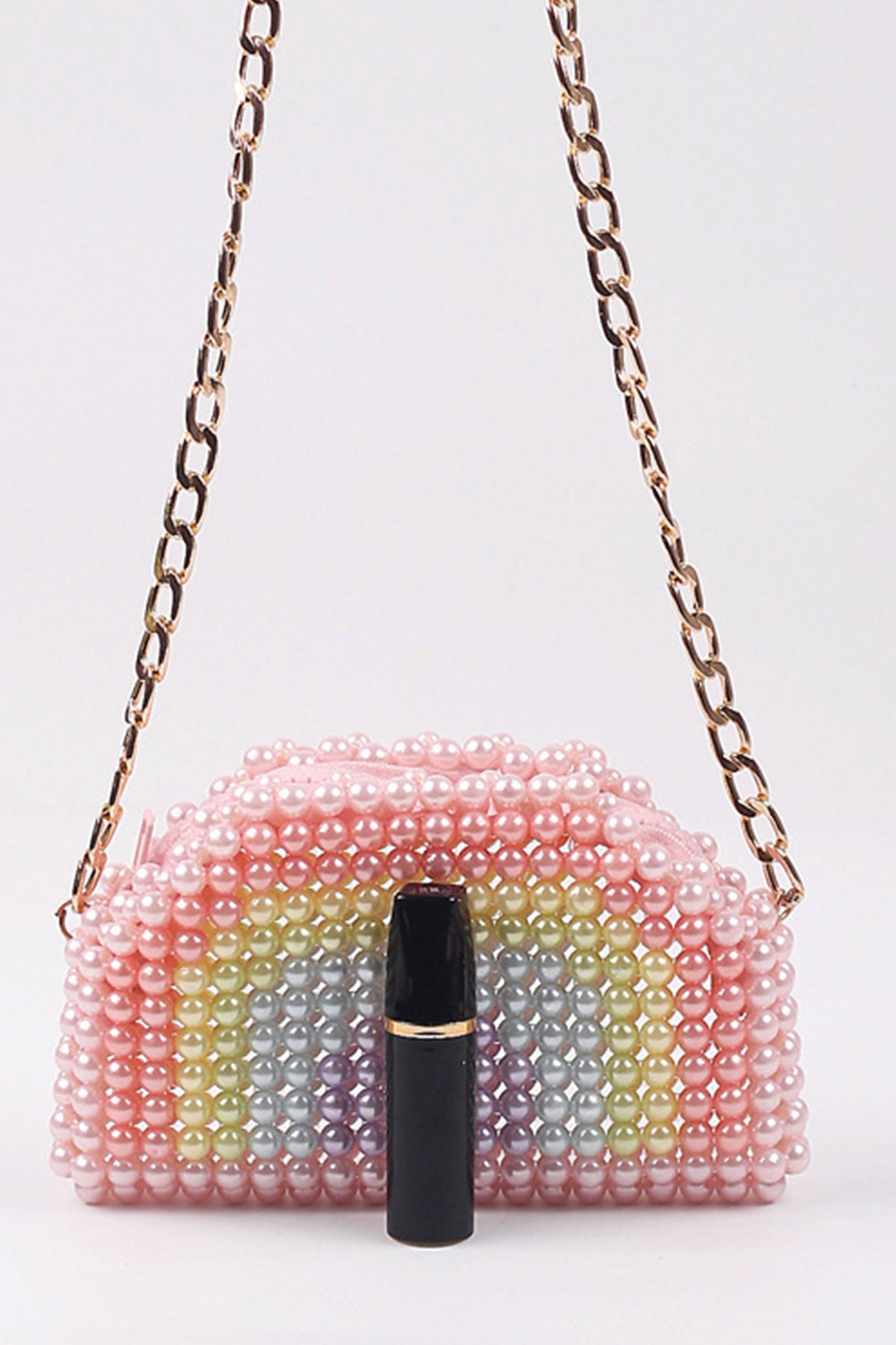 Rainbow Pearl Handmade Crossbody Bag