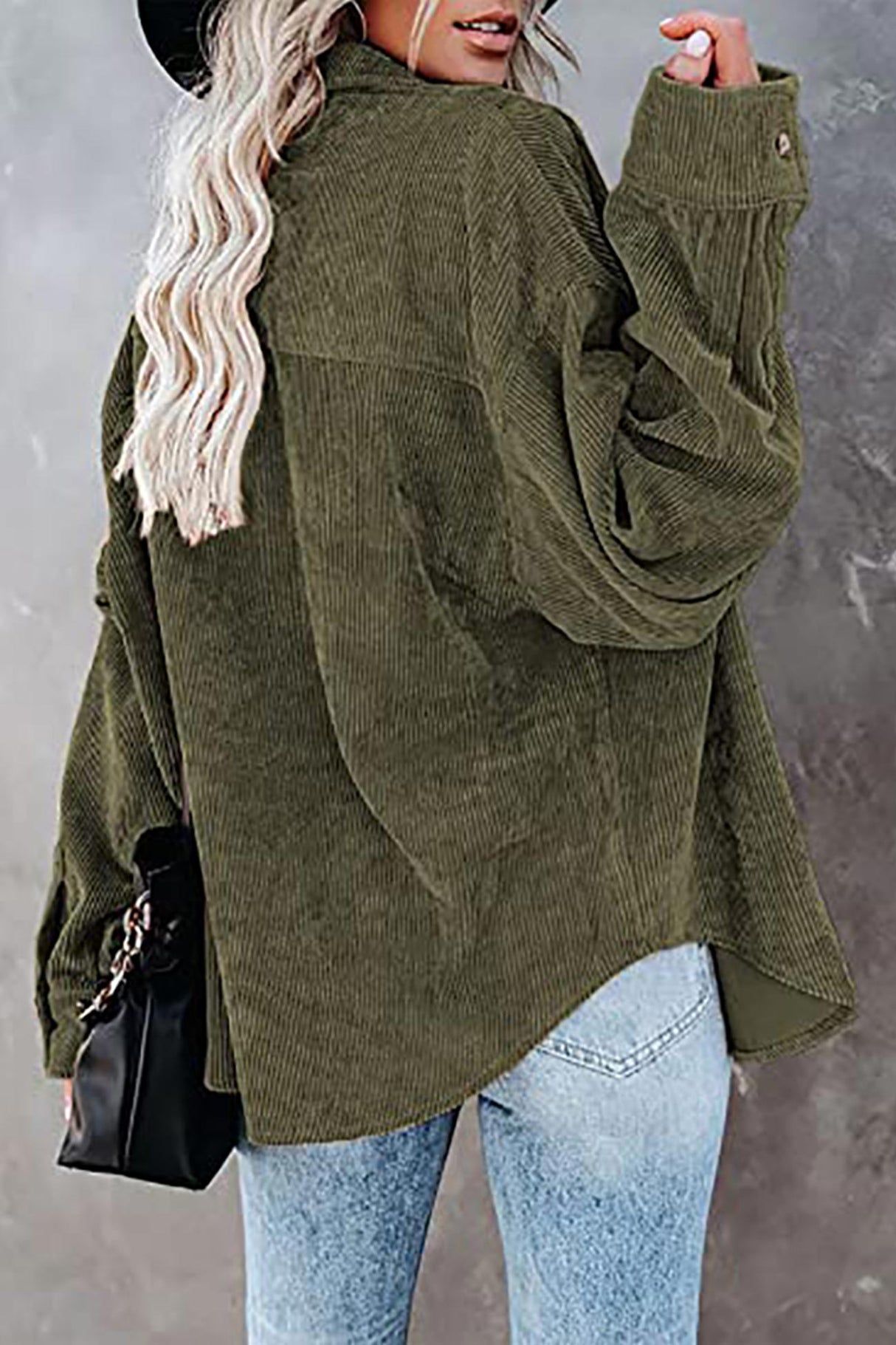Solid Color Corduroy Oversized Shirt