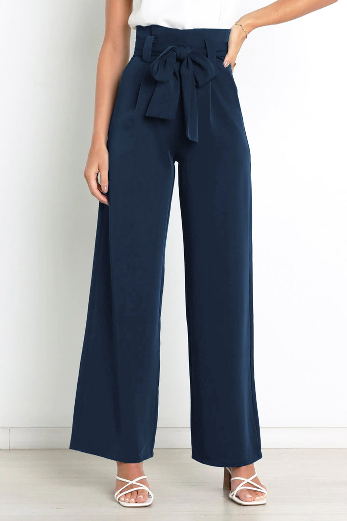 Solid Color Wide Leg Suit Pants