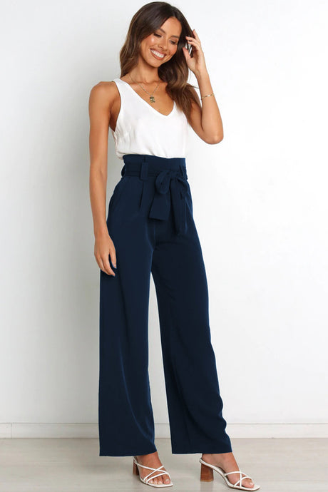 Solid Color Wide Leg Suit Pants