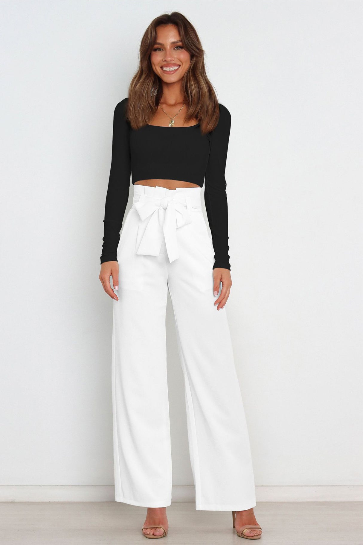 Solid Color Wide Leg Suit Pants