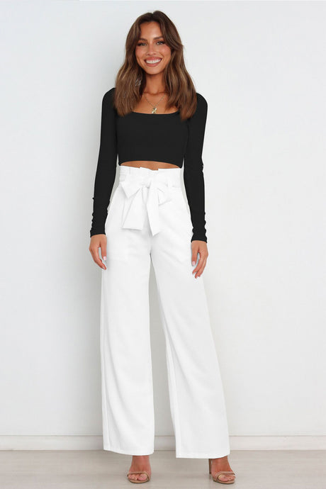 Solid Color Wide Leg Suit Pants