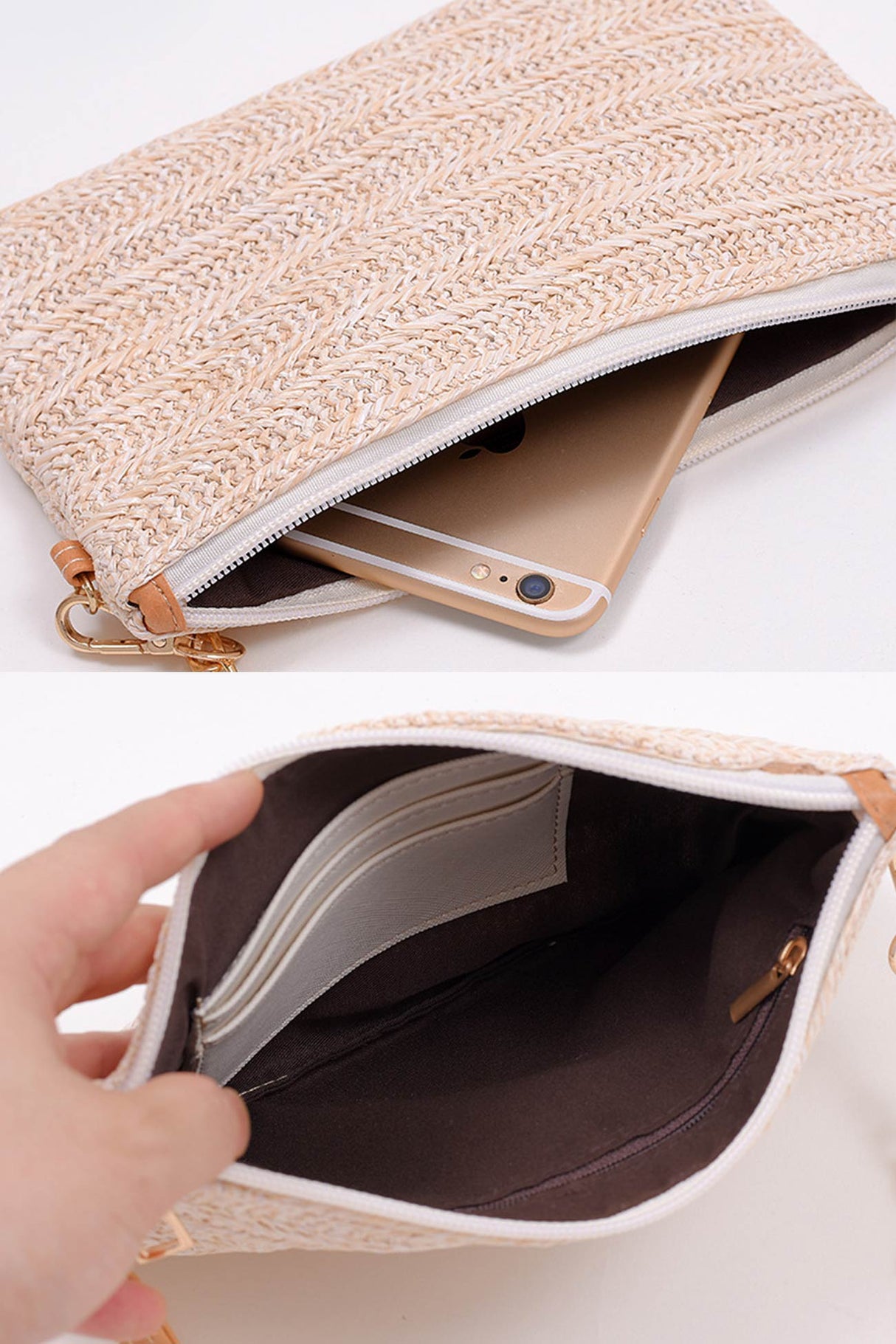 Solid Handmade Straw Crossbody Bag