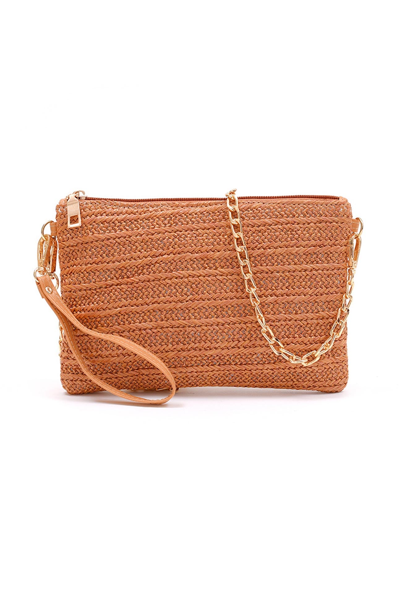 Solid Handmade Straw Crossbody Bag