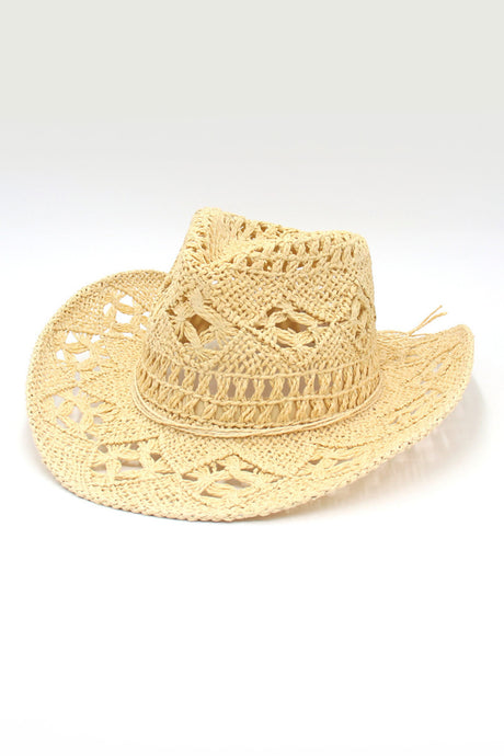 Solid Hollow-out Woven Denim Straw Hat