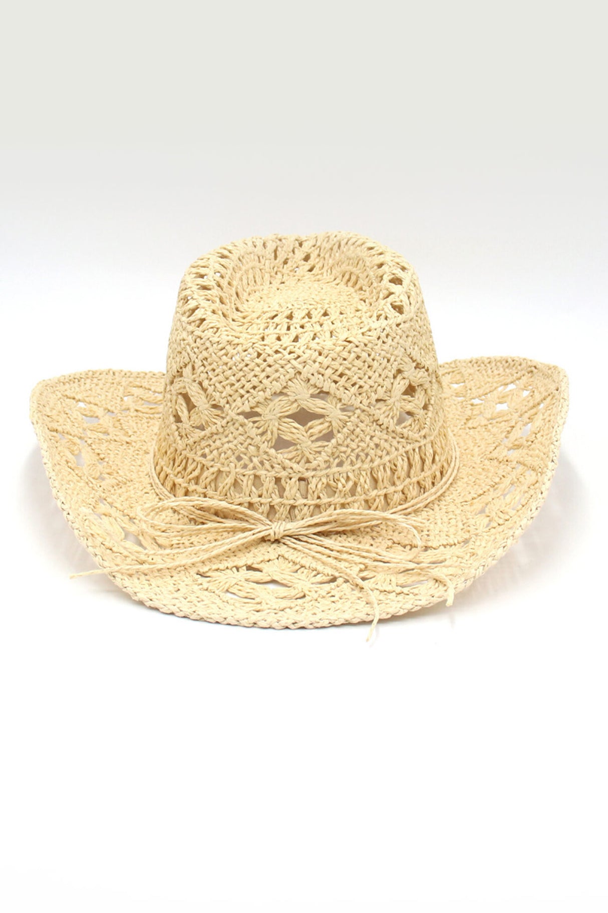 Solid Hollow-out Woven Denim Straw Hat