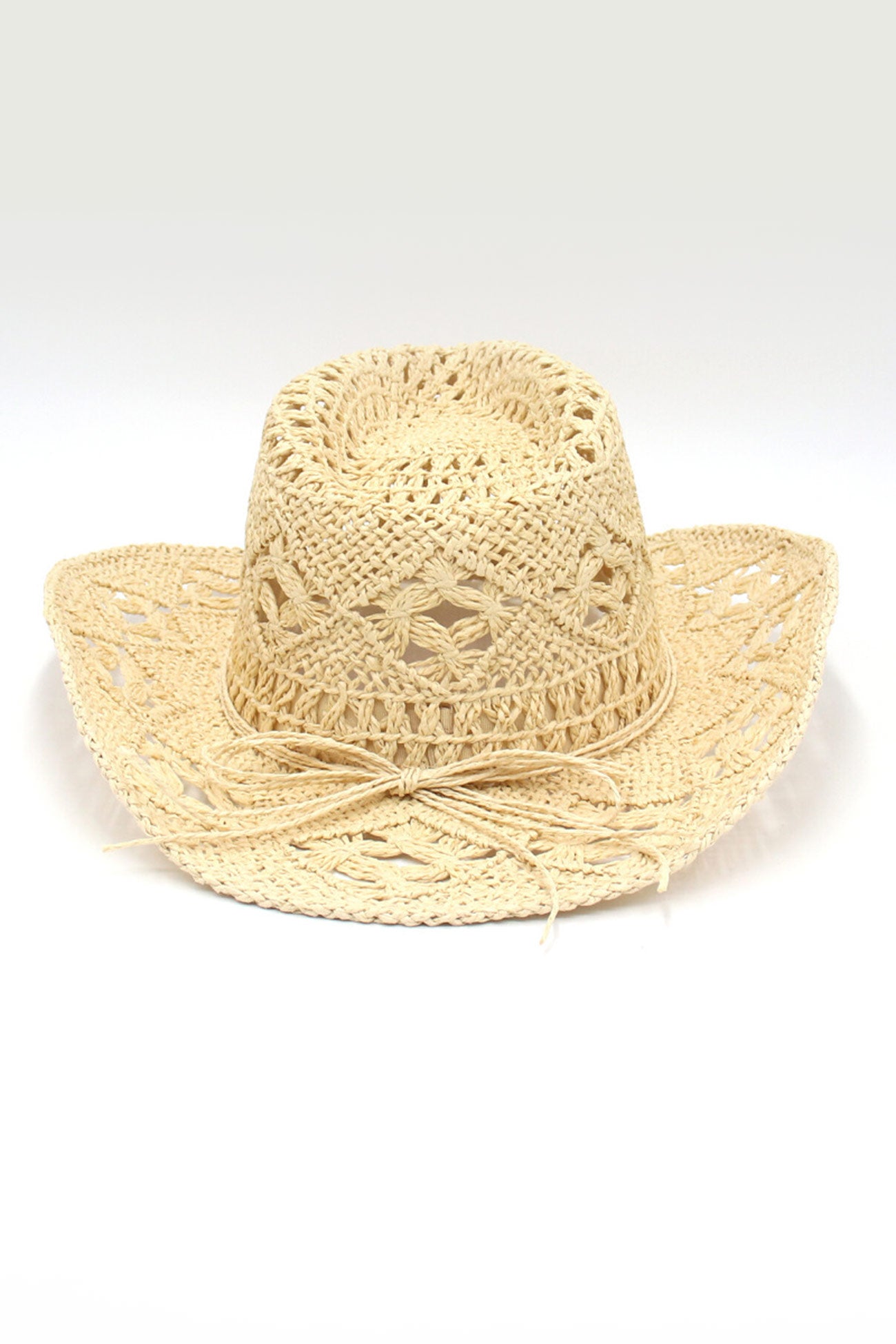Solid Hollow-out Woven Denim Straw Hat